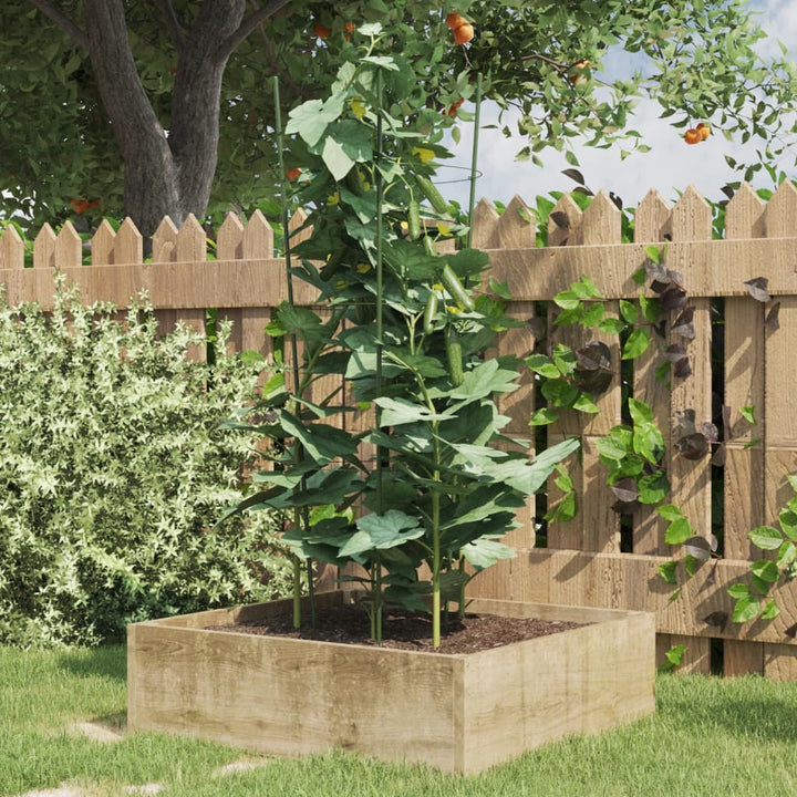 Suport Plante De Grădină Cu 4 Inele, 5 Buc, Verde, 45 Cm, Oțel