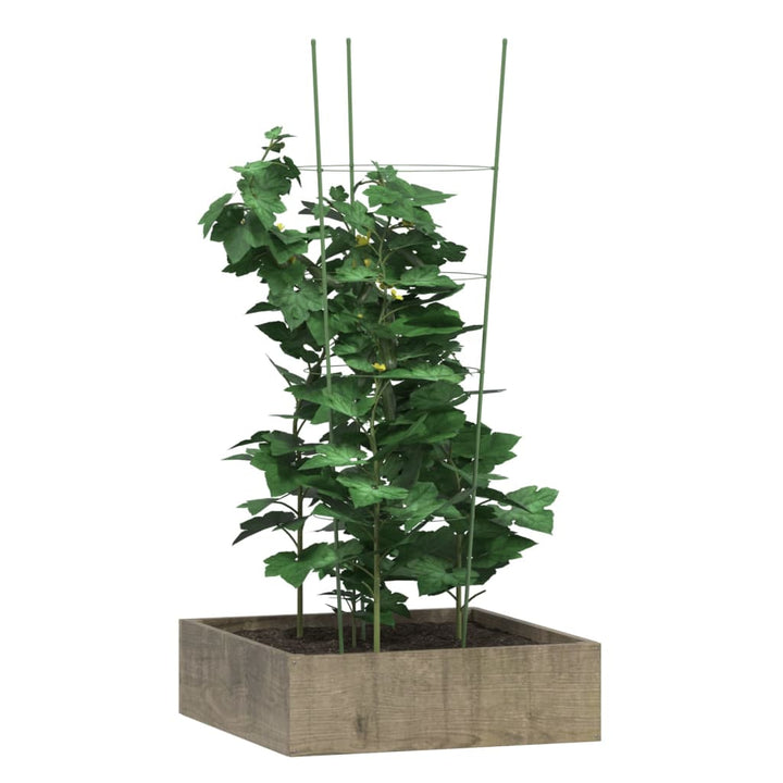 Suport Plante De Grădină Cu 4 Inele, 5 Buc, Verde, 45 Cm, Oțel