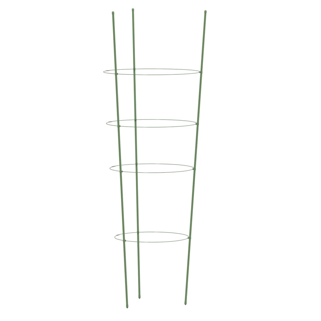 Suport Plante De Grădină Cu 4 Inele, 5 Buc, Verde, 45 Cm, Oțel