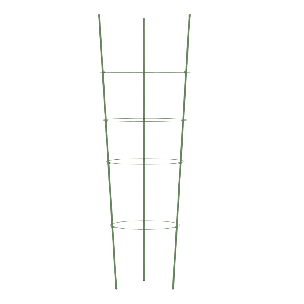 Suport Plante De Grădină Cu 4 Inele, 5 Buc, Verde, 45 Cm, Oțel
