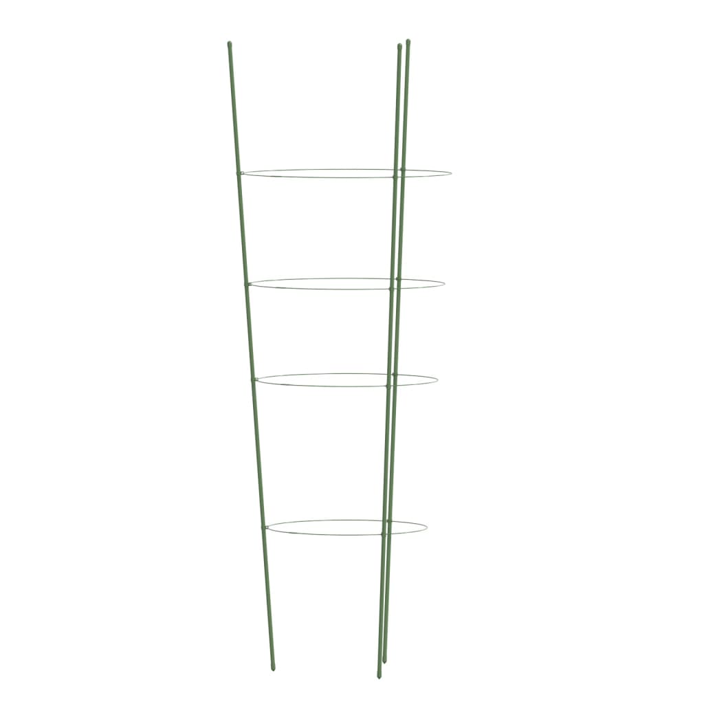 Suport Plante De Grădină Cu 4 Inele, 5 Buc, Verde, 45 Cm, Oțel