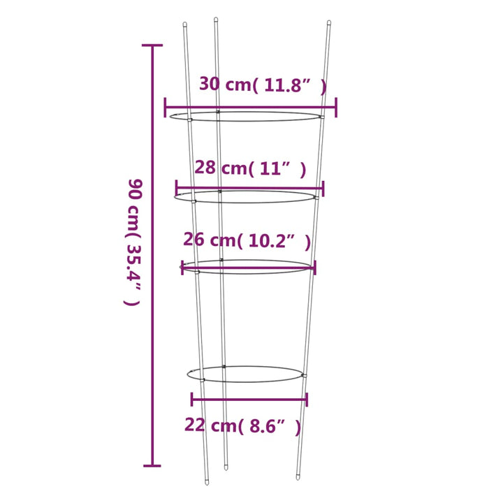 Suport Plante De Grădină Cu 4 Inele, 5 Buc, Verde, 45 Cm, Oțel