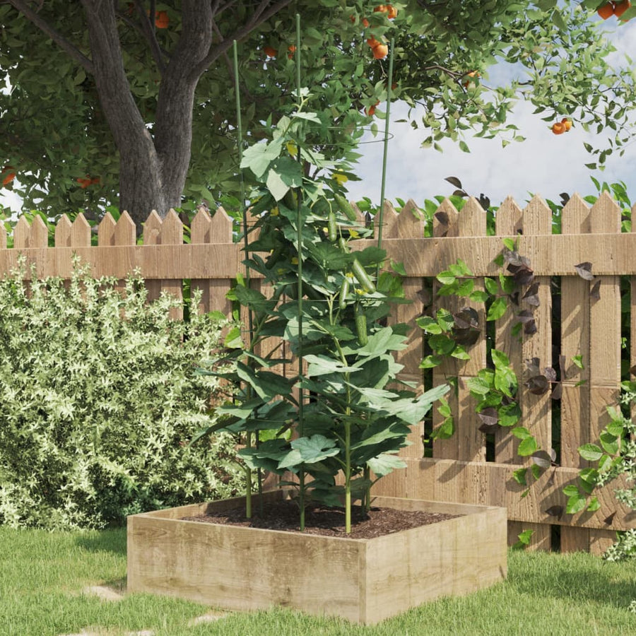 Suport Plante De Grădină Cu 4 Inele, 5 Buc, Verde, 45 Cm, Oțel
