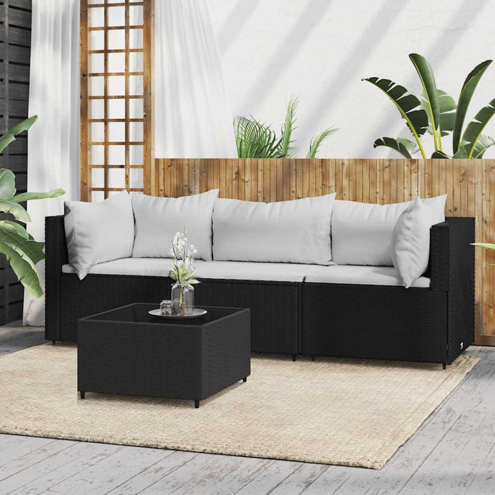 Set Mobilier De Grădină Cu Perne, 4 Piese, , Poliratan