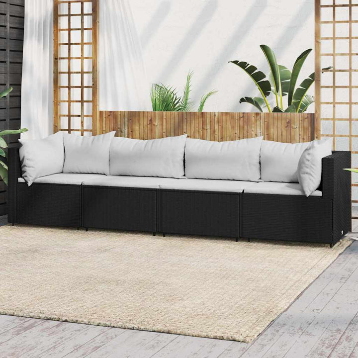 Set Mobilier De Grădină Cu Perne, 4 Piese, , Poliratan