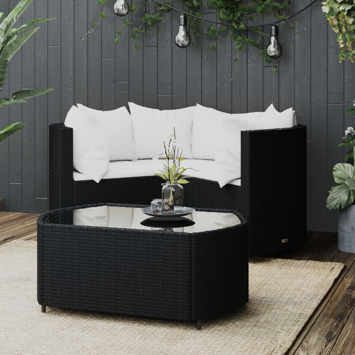 Set Mobilier De Grădină Cu Perne, 4 Piese, , Poliratan