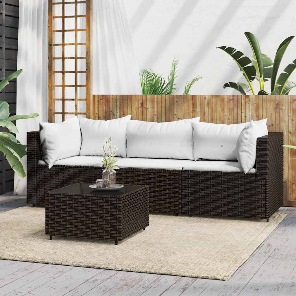 Set Mobilier De Grădină Cu Perne, 4 Piese, , Poliratan