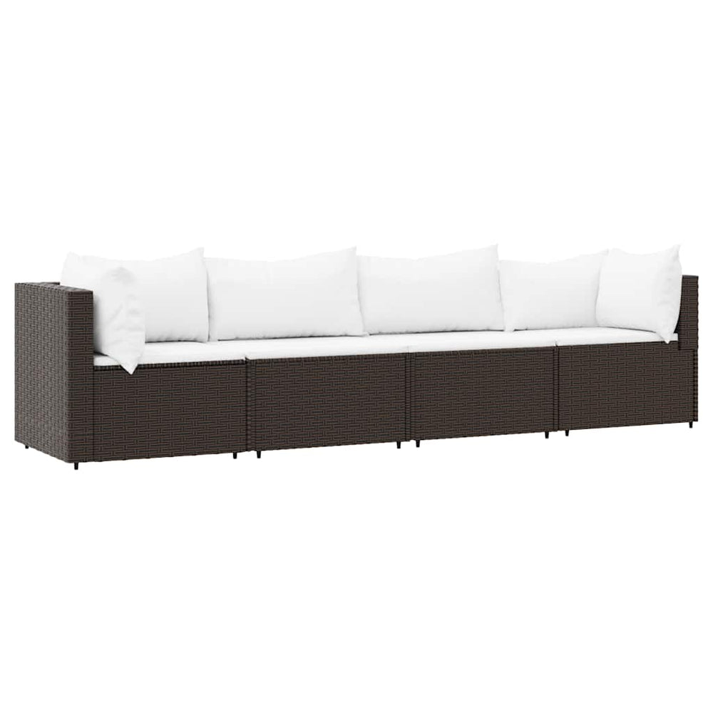 Set Mobilier De Grădină Cu Perne, 4 Piese, , Poliratan