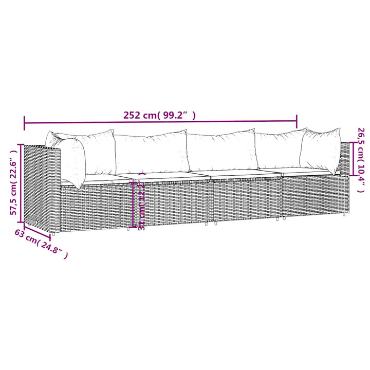 Set Mobilier De Grădină Cu Perne, 4 Piese, , Poliratan