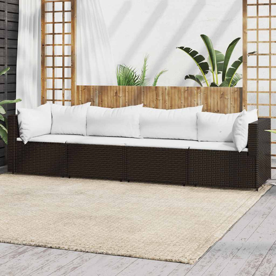 Set Mobilier De Grădină Cu Perne, 4 Piese, , Poliratan