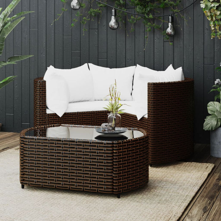 Set Mobilier De Grădină Cu Perne, 4 Piese, , Poliratan