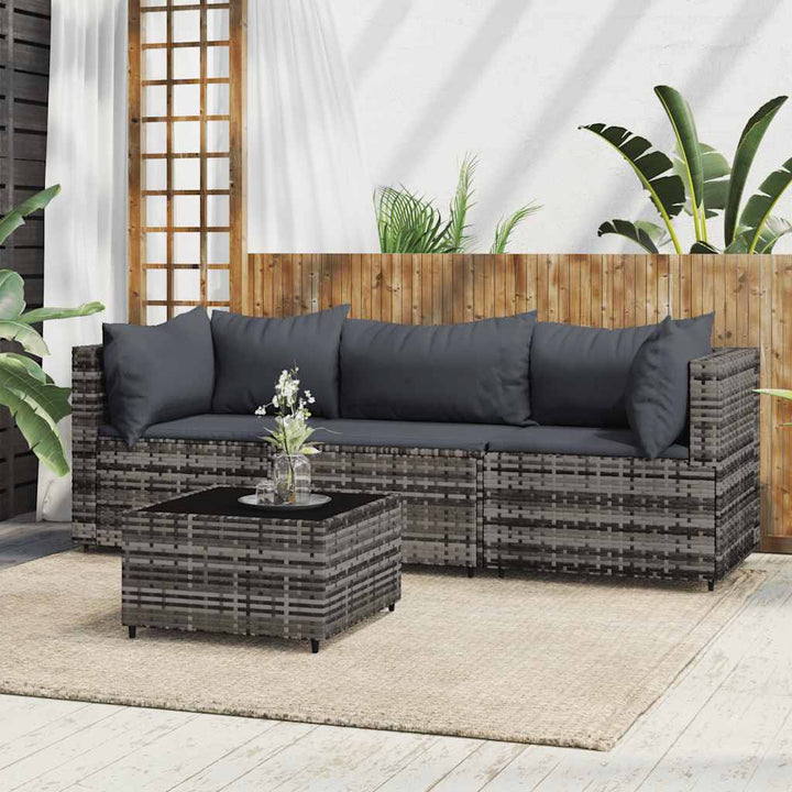 Set Mobilier De Grădină Cu Perne, 4 Piese, , Poliratan