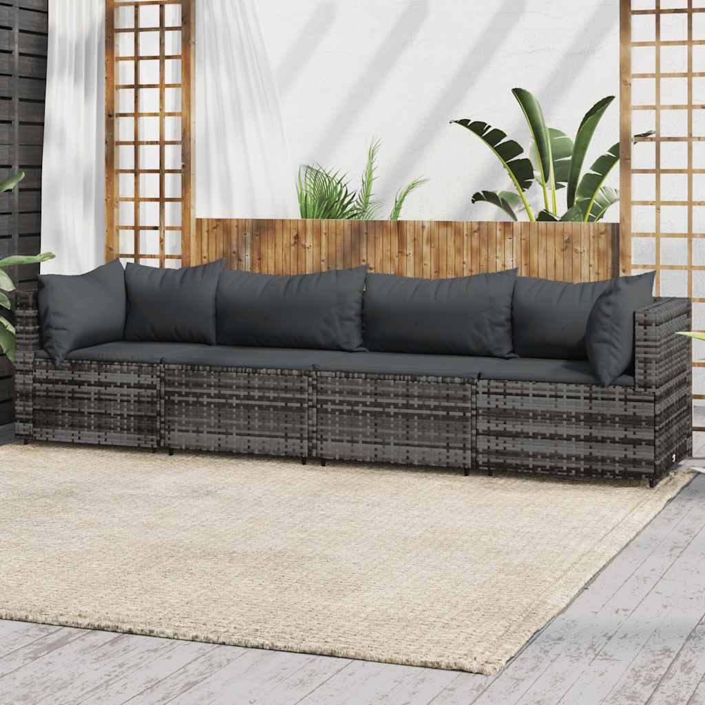 Set Mobilier De Grădină Cu Perne, 4 Piese, , Poliratan