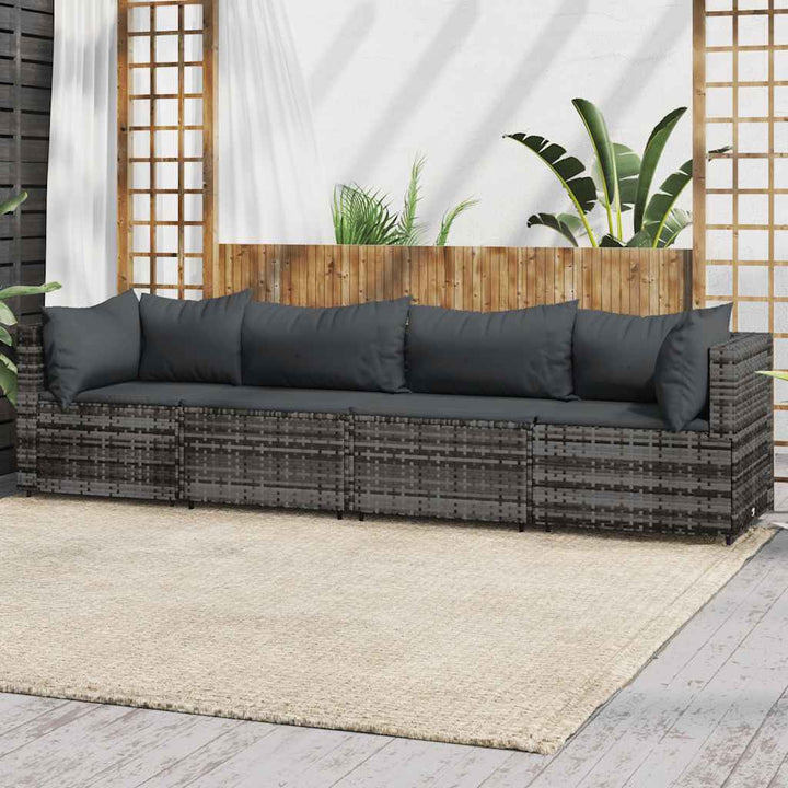 Set Mobilier De Grădină Cu Perne, 4 Piese, , Poliratan