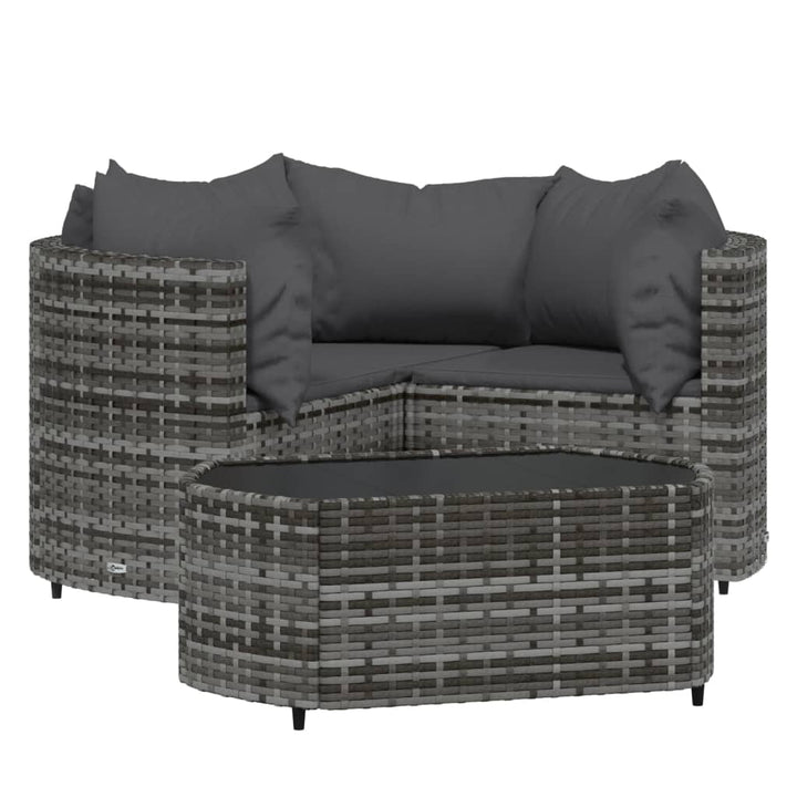 Set Mobilier De Grădină Cu Perne, 4 Piese, , Poliratan