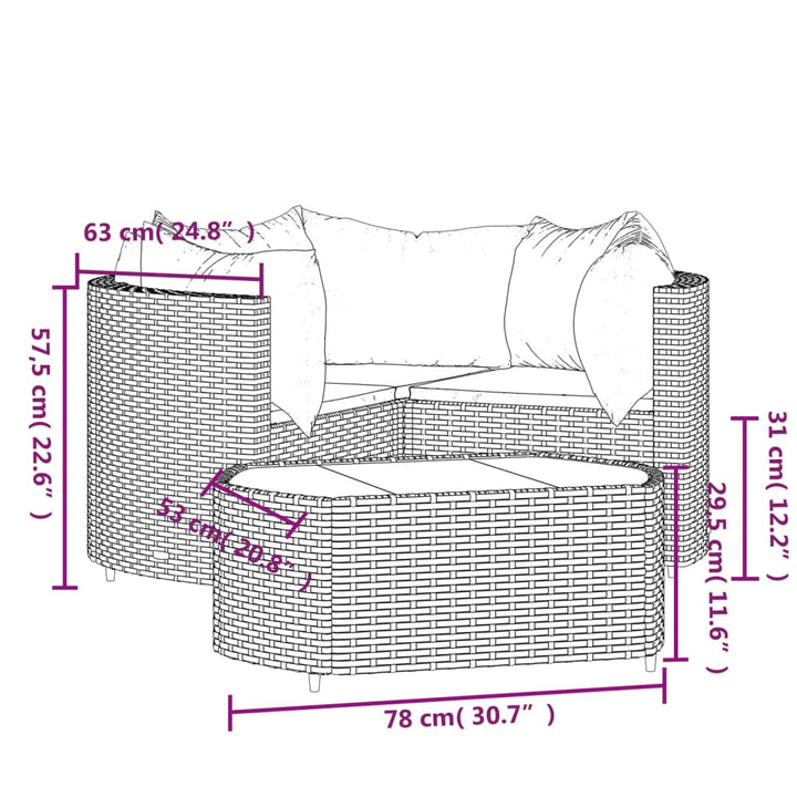Set Mobilier De Grădină Cu Perne, 4 Piese, , Poliratan