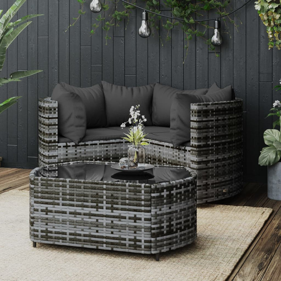 Set Mobilier De Grădină Cu Perne, 4 Piese, , Poliratan