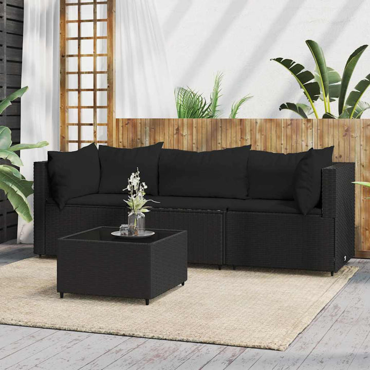 Set Mobilier De Grădină Cu Perne, 4 Piese, , Poliratan
