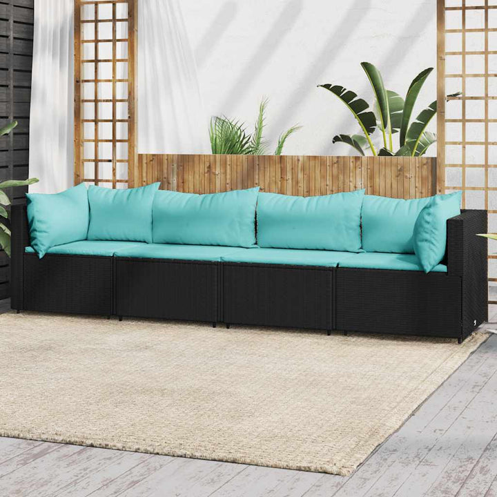 Set Mobilier De Grădină Cu Perne, 4 Piese, , Poliratan