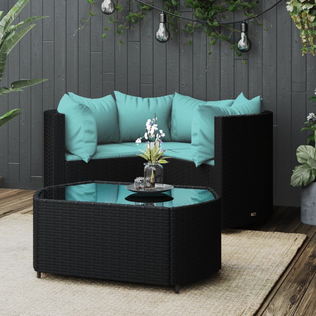 Set Mobilier De Grădină Cu Perne, 4 Piese, , Poliratan