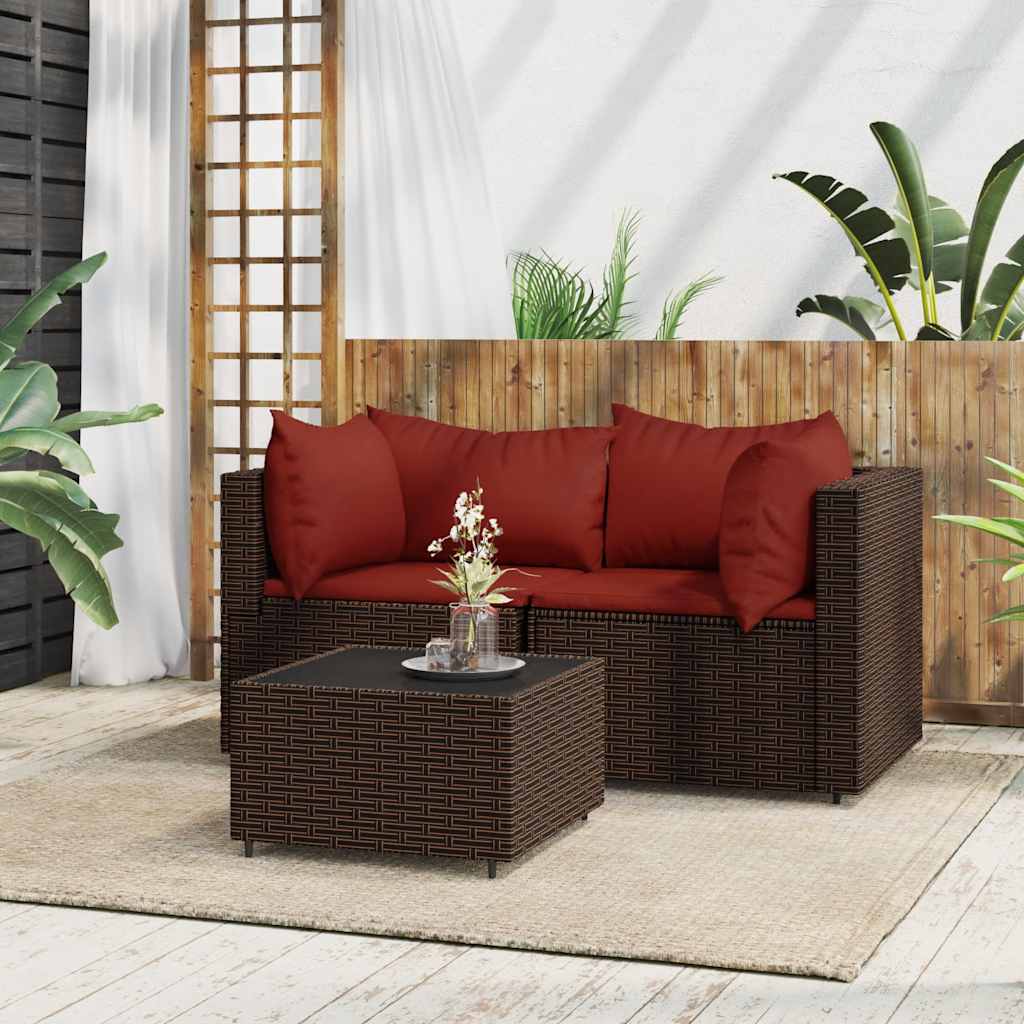 Set Mobilier De Grădină Cu Perne, 4 Piese, , Poliratan