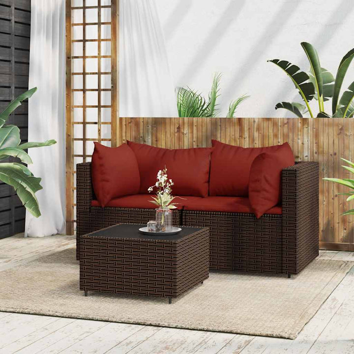 Set Mobilier De Grădină Cu Perne, 4 Piese, , Poliratan
