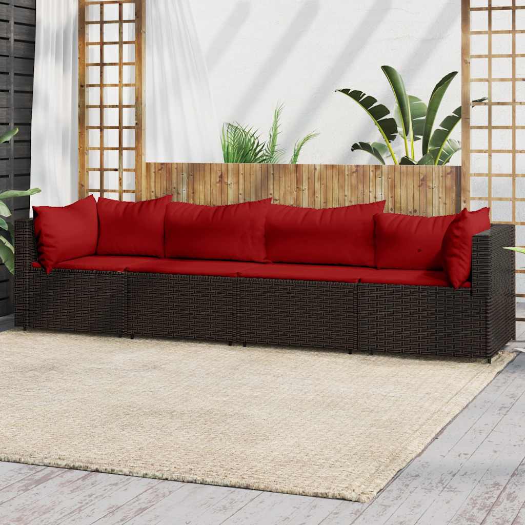 Set Mobilier De Grădină Cu Perne, 4 Piese, , Poliratan