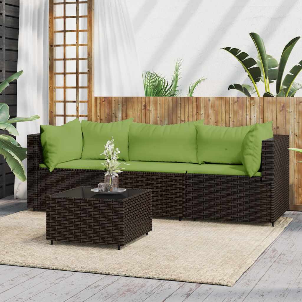 Set Mobilier De Grădină Cu Perne, 4 Piese, , Poliratan