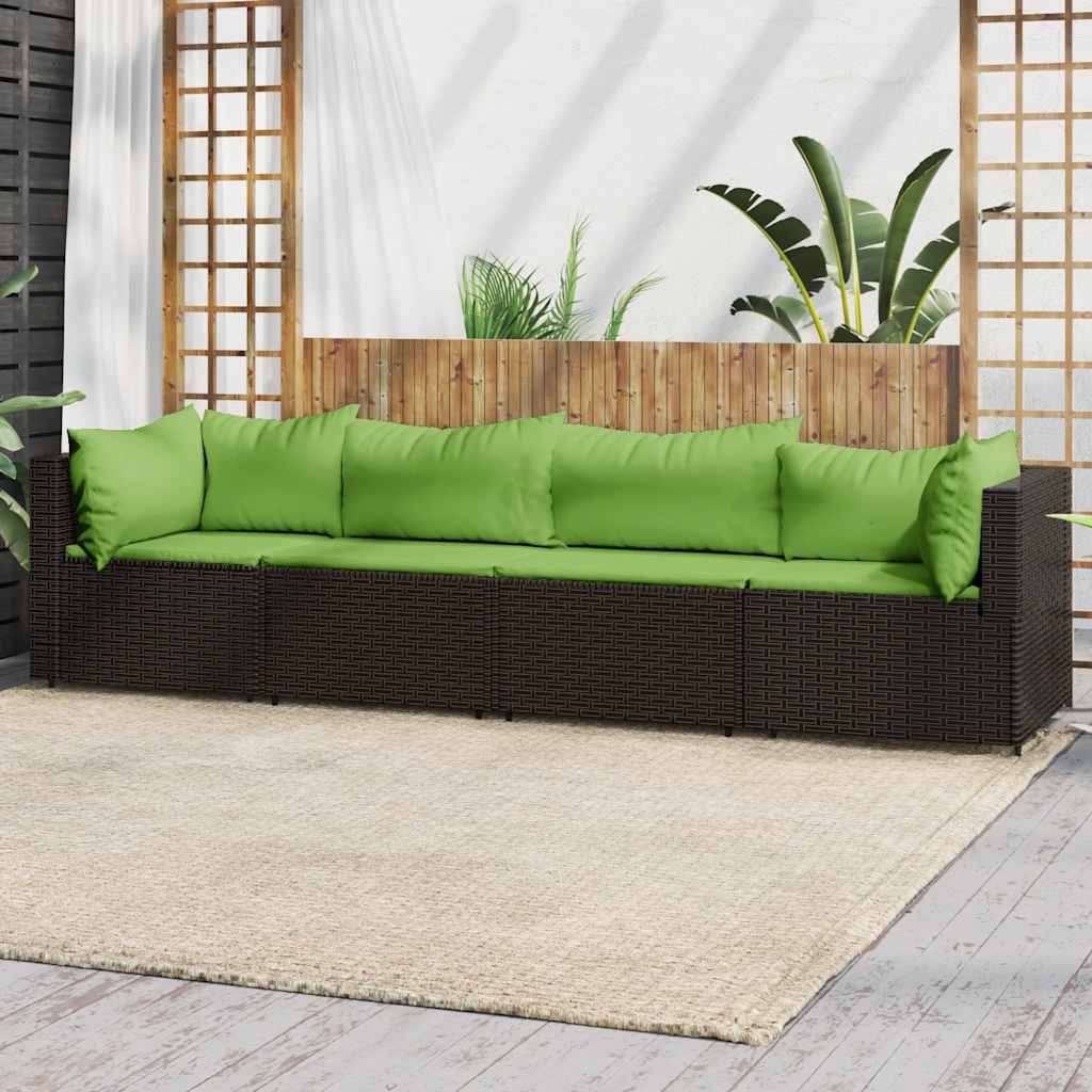 Set Mobilier De Grădină Cu Perne, 4 Piese, , Poliratan