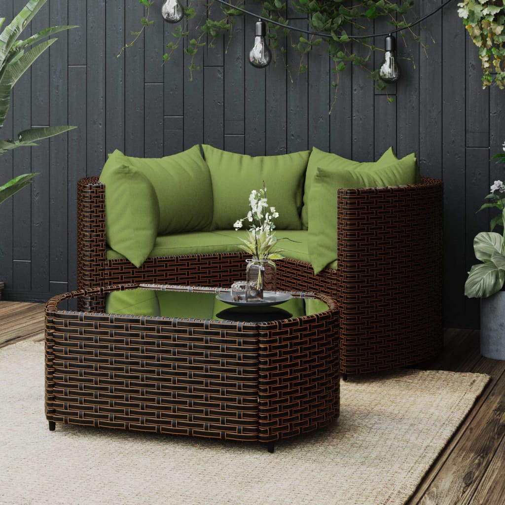 Set Mobilier De Grădină Cu Perne, 4 Piese, , Poliratan