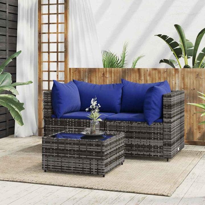Set Mobilier De Grădină Cu Perne, 4 Piese, , Poliratan