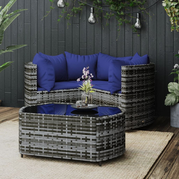 Set Mobilier De Grădină Cu Perne, 4 Piese, , Poliratan