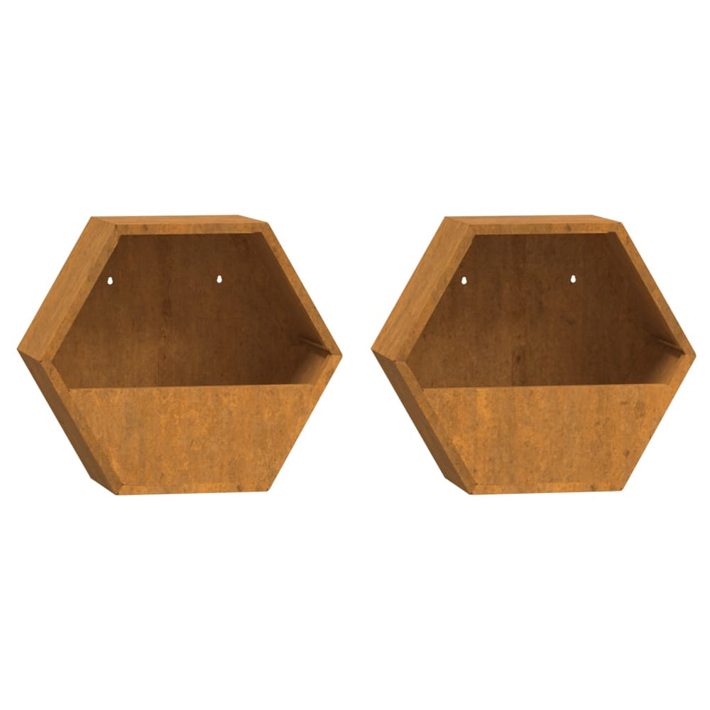Jardiniere De Perete, 2 Buc., Ruginiu, , Oțel Corten