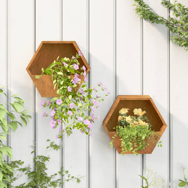 Jardiniere De Perete, 2 Buc., Ruginiu, , Oțel Corten