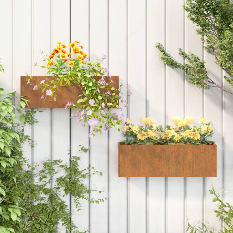 Jardiniere De Perete, 2 Buc., Ruginiu, 53X10X17 Cm, Oțel Corten