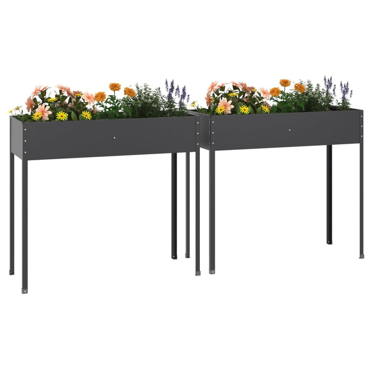 Jardiniere De Grădină, 2 Buc., Antracit, Oțel Galvanizat