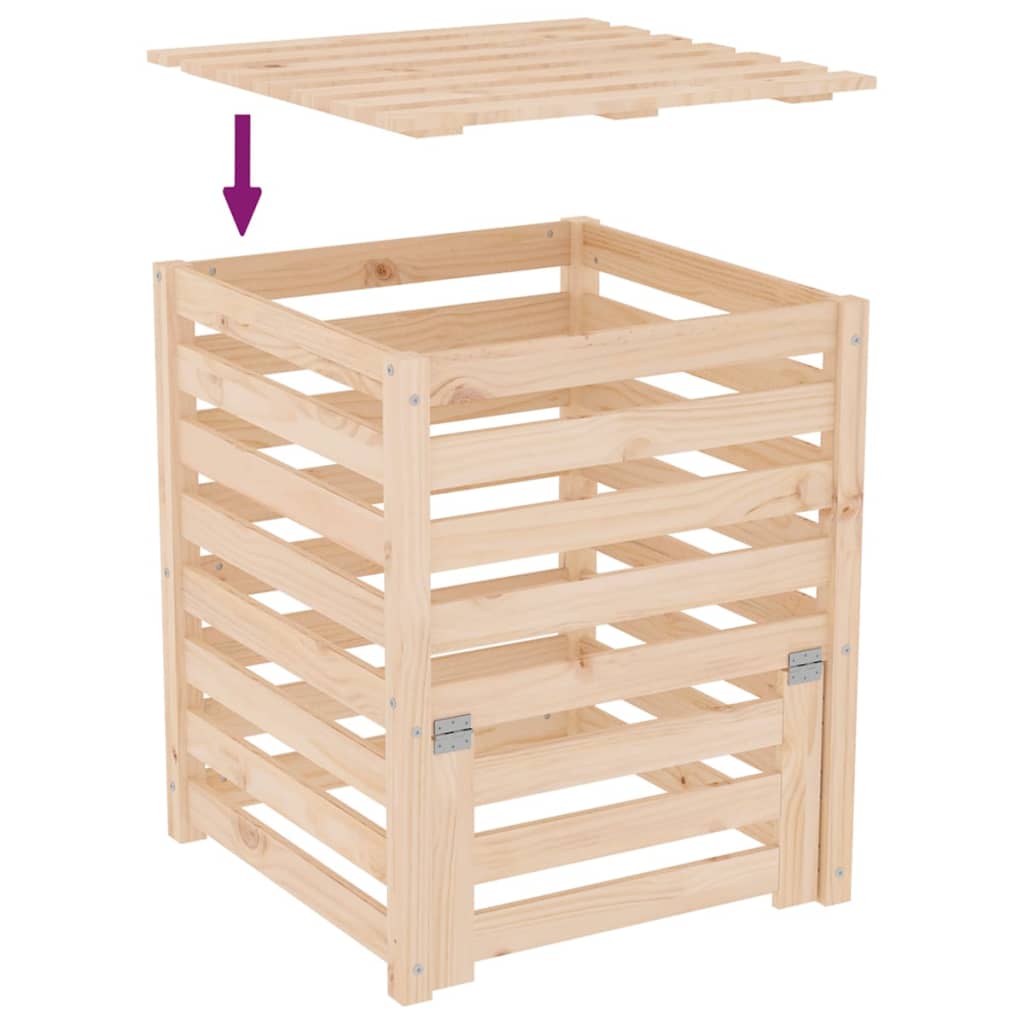 Compostor, 63,5X63,5X77,5 Cm, Lemn Masiv De Pin