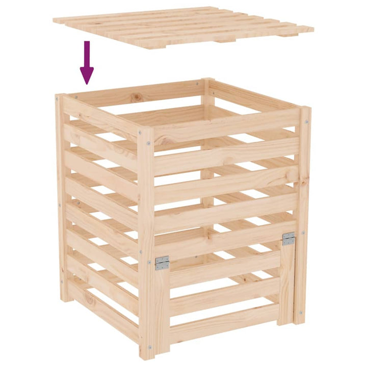 Compostor, 63,5X63,5X77,5 Cm, Lemn Masiv De Pin