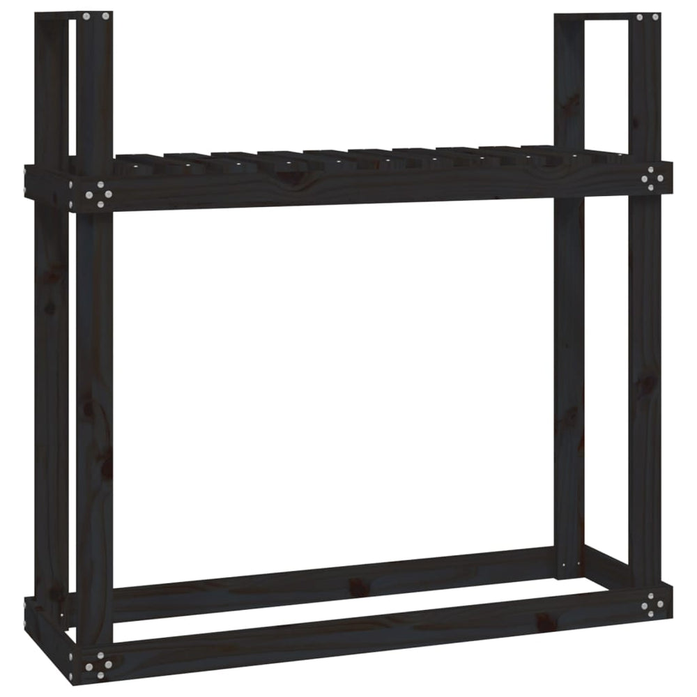 Rastel Pentru Lemne De Foc Negru 110X35X108,5 Cm Lemn Masiv Pin