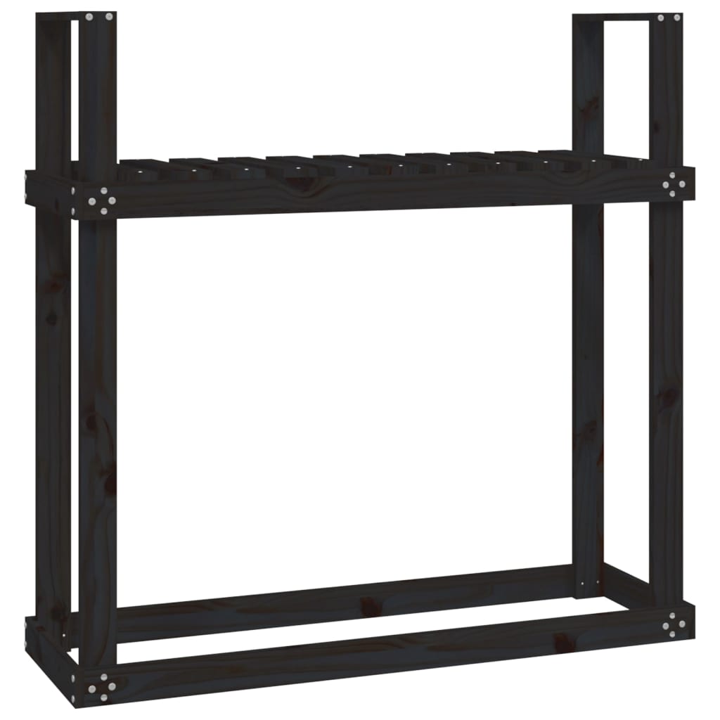 Rastel Pentru Lemne De Foc Negru 110X35X108,5 Cm Lemn Masiv Pin