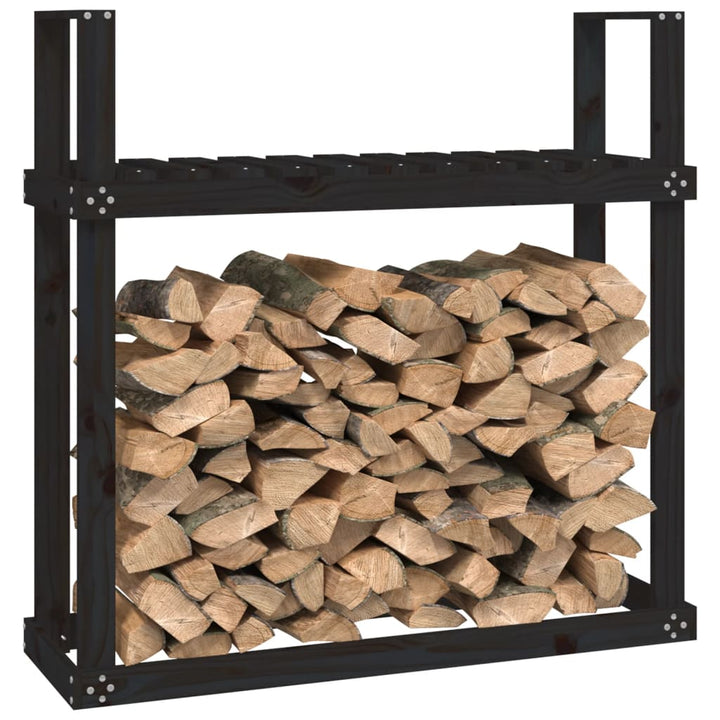 Rastel Pentru Lemne De Foc Negru 110X35X108,5 Cm Lemn Masiv Pin