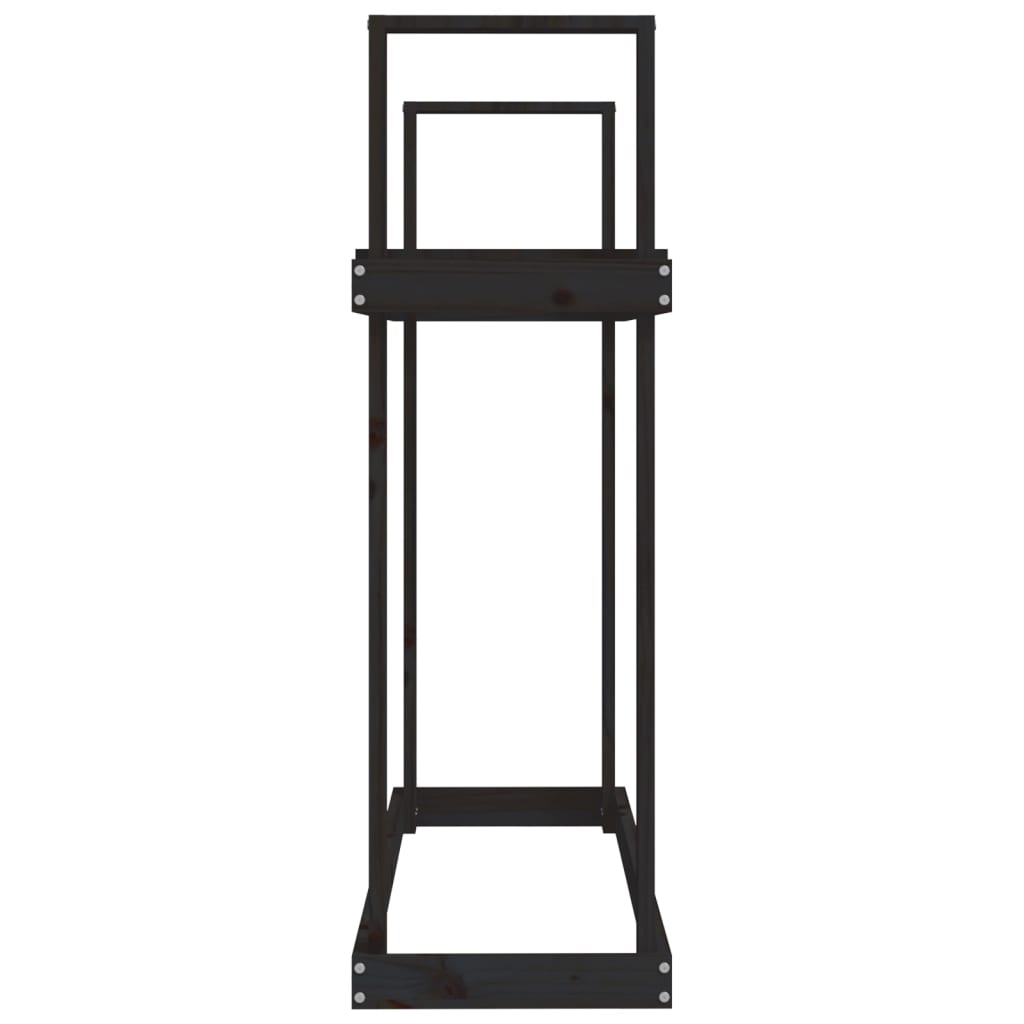 Rastel Pentru Lemne De Foc Negru 110X35X108,5 Cm Lemn Masiv Pin