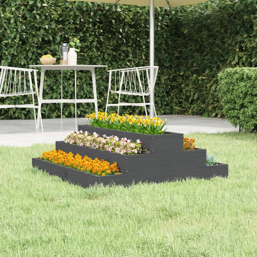 Jardinieră, Gri, , Lemn Masiv De Pin
