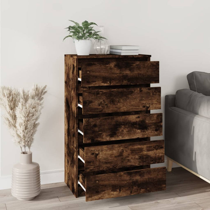 Dulap Cu Sertar, Stejar Fumuriu, 60X36X103 Cm, Lemn Prelucrat