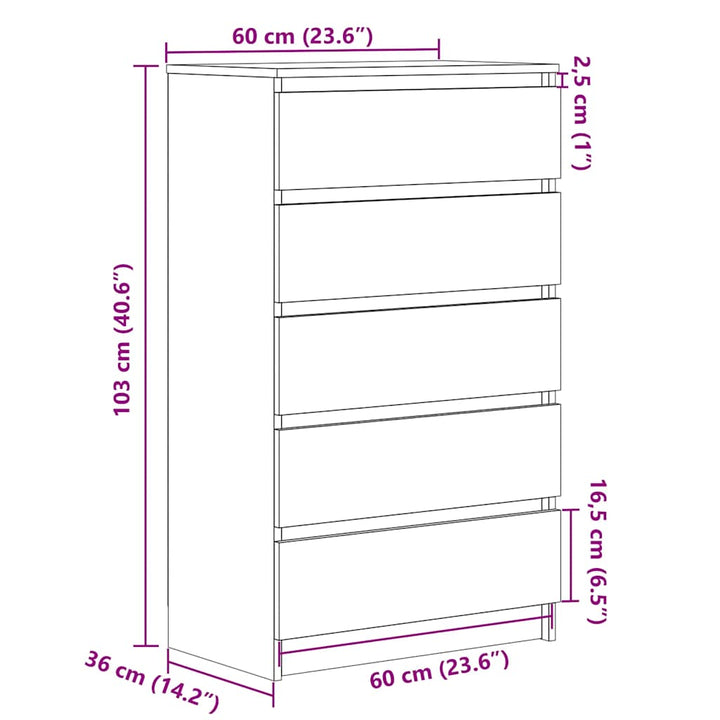 Dulap Cu Sertar, Stejar Fumuriu, 60X36X103 Cm, Lemn Prelucrat