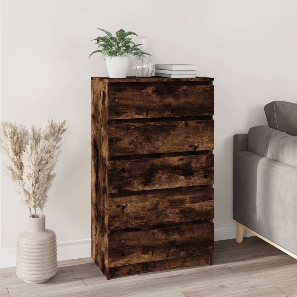 Dulap Cu Sertar, Stejar Fumuriu, 60X36X103 Cm, Lemn Prelucrat