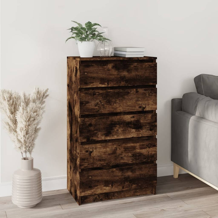 Dulap Cu Sertar, Stejar Fumuriu, 60X36X103 Cm, Lemn Prelucrat