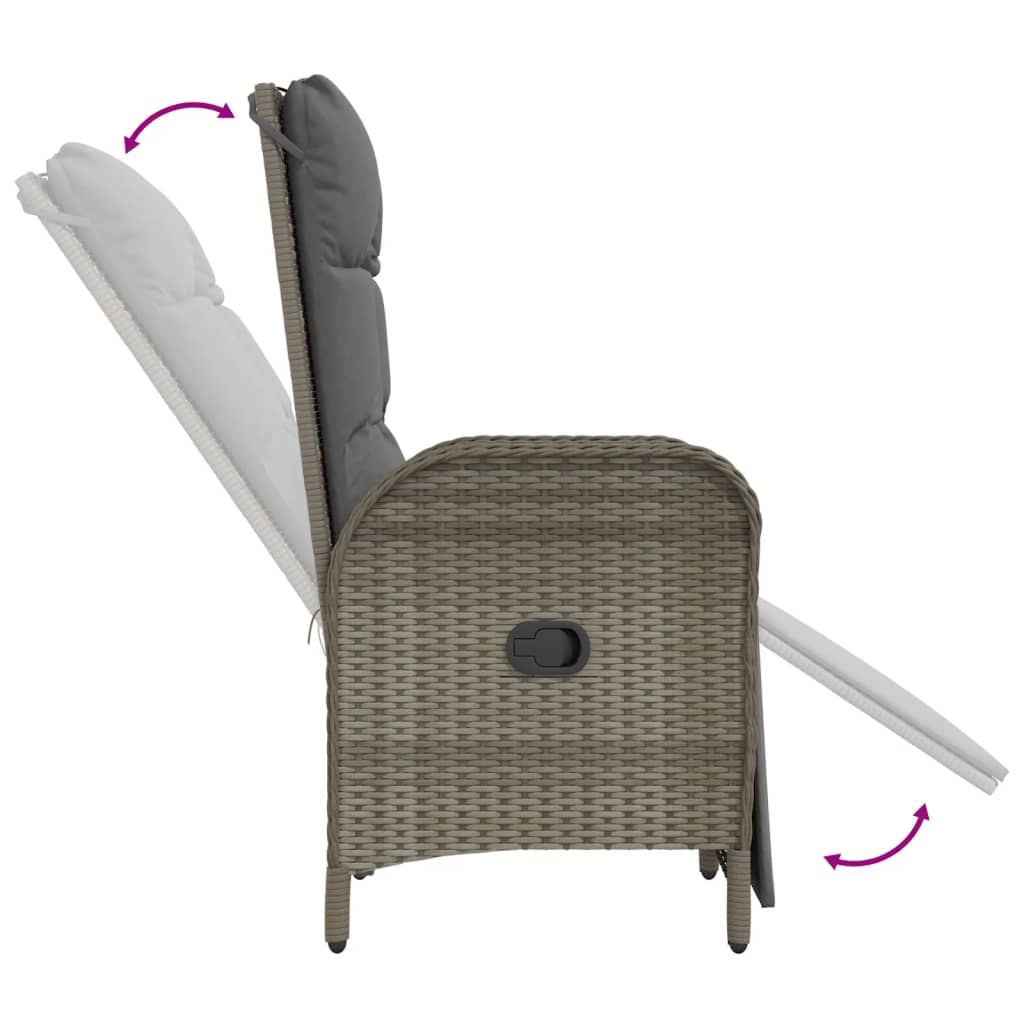 Scaune Rabatabile De Exterior, Cu Perne, 2 Buc, , Poliratan