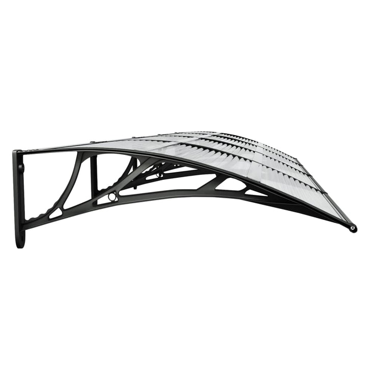 Copertină De Ușă, Negru Și Transparent, 350X75 Cm, Policarbonat