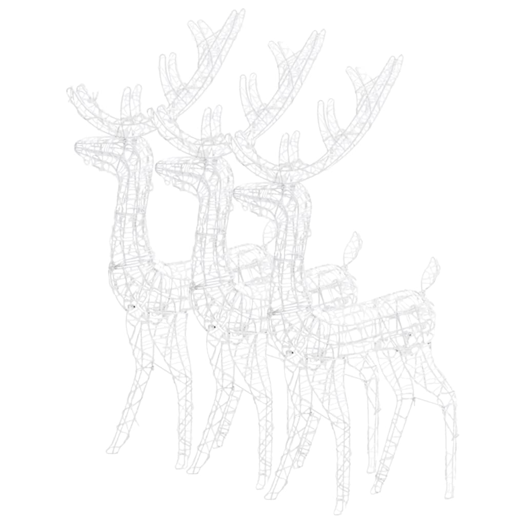 Decorațiuni Reni De Crăciun, 3 Buc., , 120 Cm, Acril Alb Cald